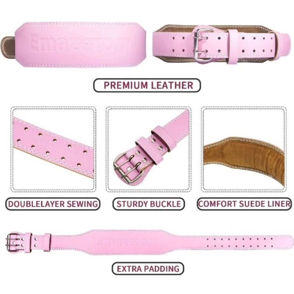 Pink Leather Weight Belt Emazerom Weight Lifting Belt For Ladies Size Large - Picture 9 of 11